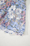 Sky Blue Floral Tiered Patchwork Spaghetti Strap Mini Dress