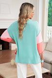 Twisted Ribbed Color Block Patchwork Long Sleeve Henley Shirt