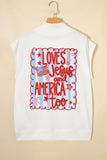 White Patriotic Flag Double Printed Mock Neck Tee