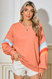 Striped Arm Drop Sleeve Loose Sweatshirt- 2 Colors