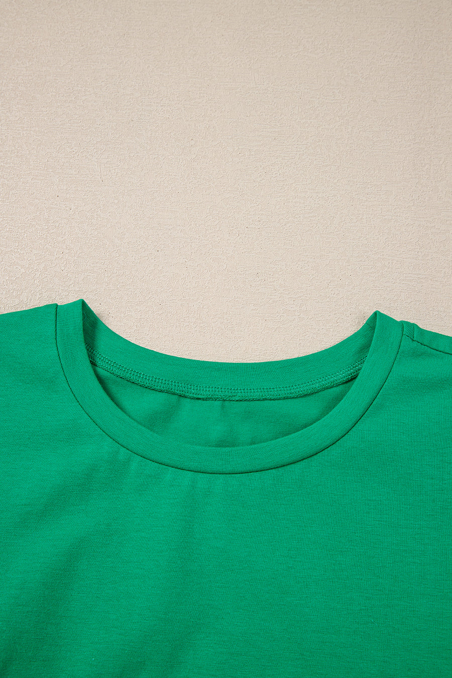 Green Ruffled Eyelet Sleeve Crew Neck Blouse