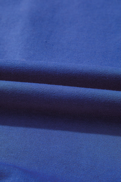 Navy Blue Preppy Striped Sleeve Loose Sweatshirt