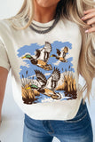 White Flying Ducks Graphic T-Shirt