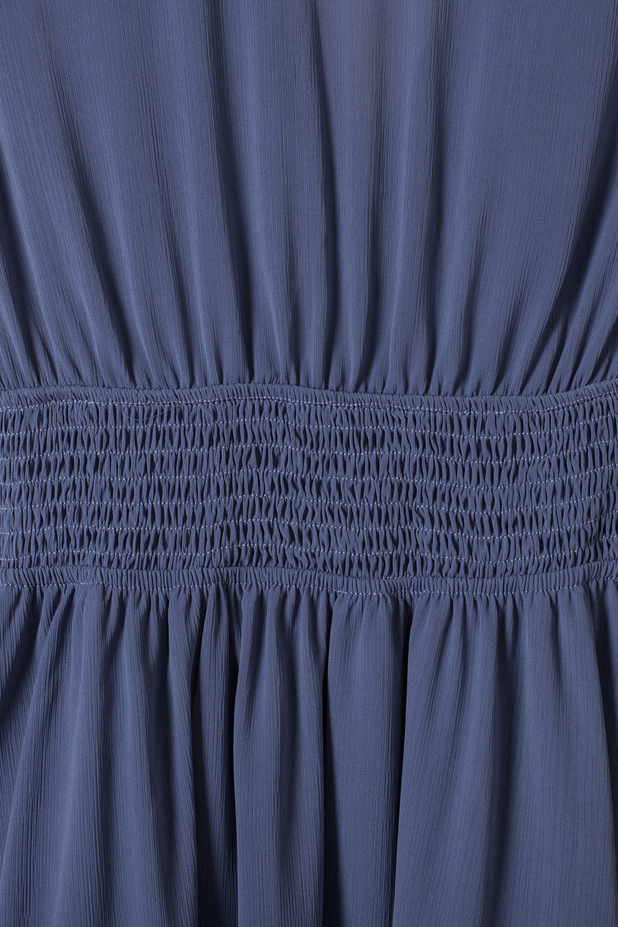 Slate Blue Deep V-Neck Tie Front Bow Layered Flare Mini Dress