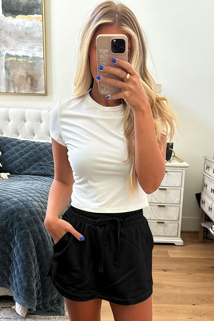 French Terry Drawstring Skort with Pockets- 3 Colors
