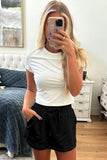 French Terry Drawstring Skort with Pockets- 3 Colors