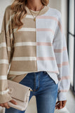Striped Exposed Seam Patchwork Loose Fit Sweater- 4 Colors