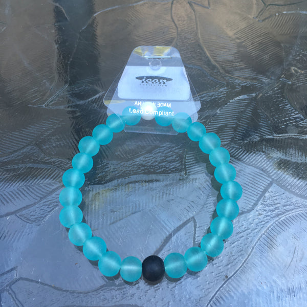 Bead & Pearl Stretch Bracelet- Turquoise