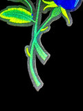 Blue Rose Patch-Multi Blue & Green