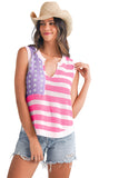 American Flag Notched Neck Loose Knit Vest- 2 Colors