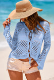 Tie Front Crochet Flare Sleeve Knit Cover-Up- 3 Colors
