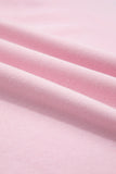 Light Pink Striped Color Block Patchwork Raglan Sleeve Top