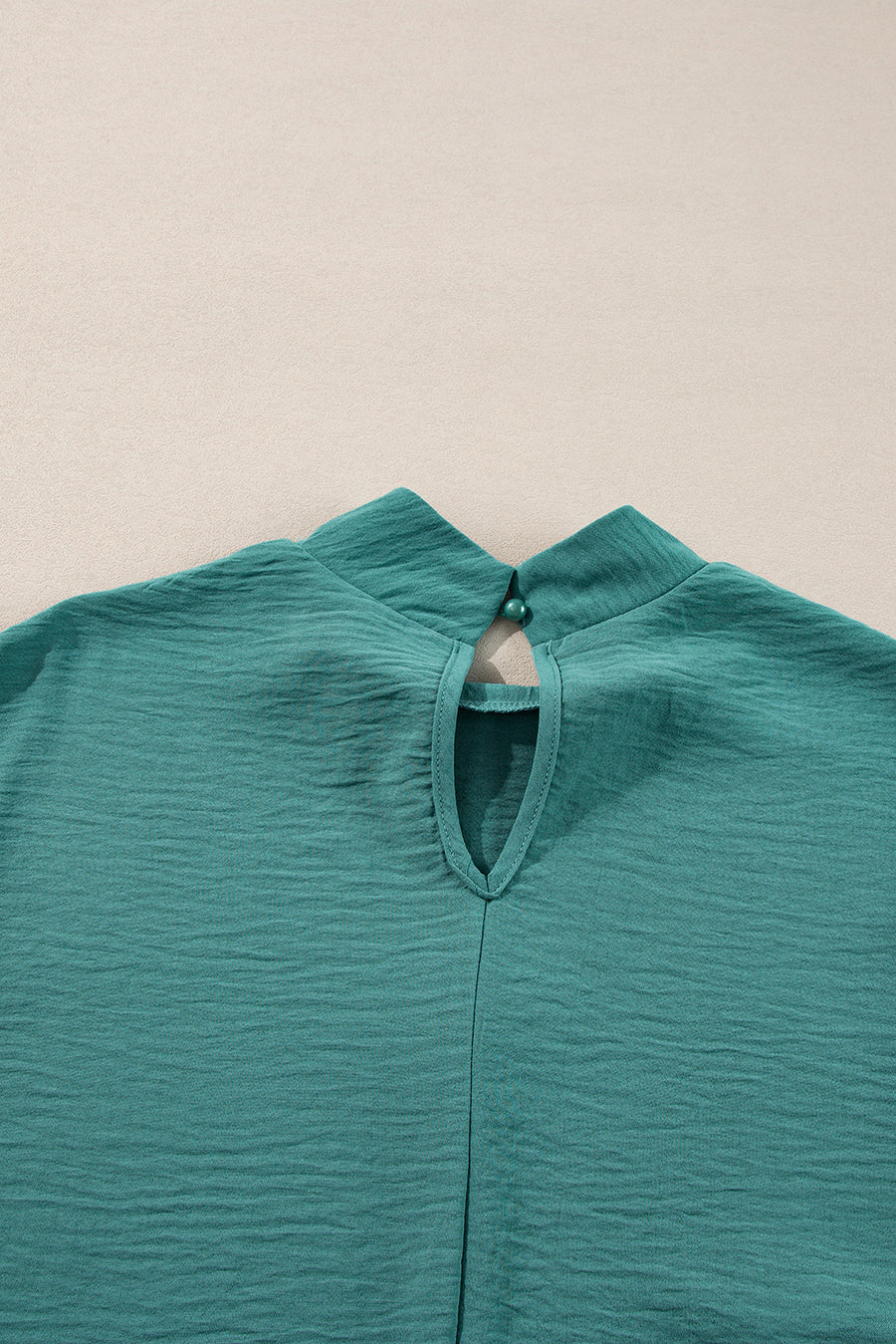 Spearmint Swiss Dot Mock Neck Balloon Sleeve Blouse