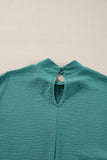 Spearmint Swiss Dot Mock Neck Balloon Sleeve Blouse