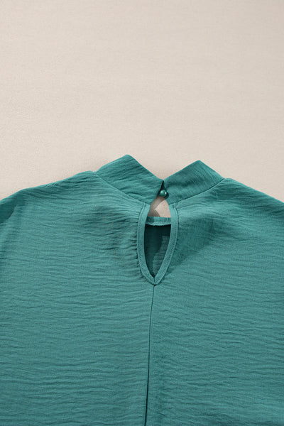 Skobeloff Swiss Dot Balloon Sleeve Patchwork Crinkle Blouse