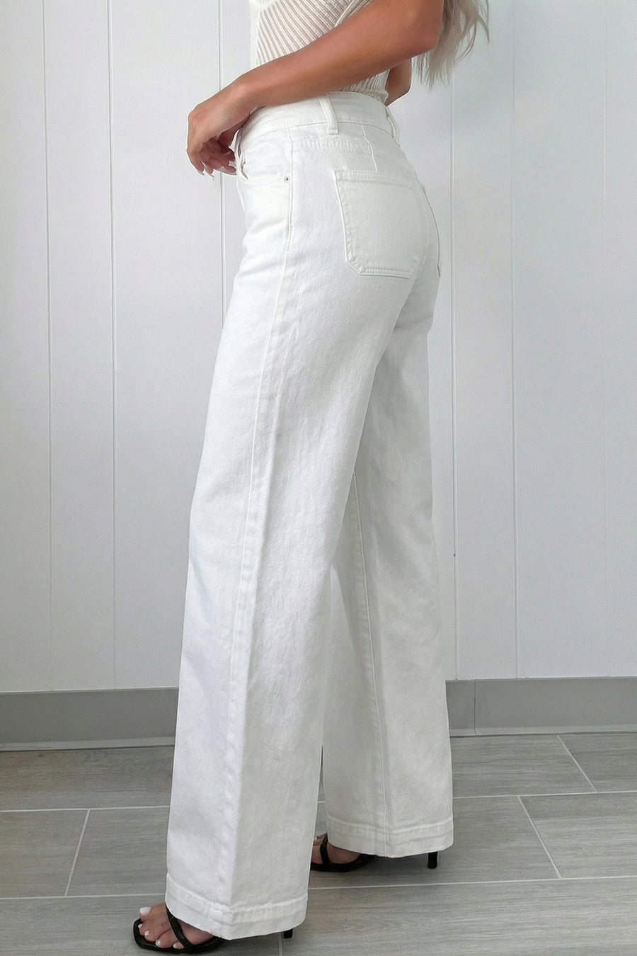 2-Button High Waist Wide Leg Jeans- 4 Colors