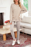 Oversized Split Hem Sweatshirt & Ribbed Leggings Set- 3 Colors