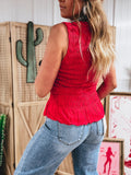 Shirred Slim Fit Ruffle Hem Tank Top- 2 Colors