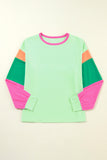 Color Block Long Sleeve Loose Fit Top- 3 Colors