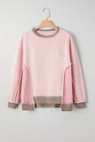 Color Block Waffle Knit Patchwork Oversized Sweatshirt- 3 Colors
