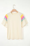 White Color Block Short Sleeve Crew Neck T-Shirt