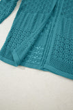 Redwood Burl Mix Pattern Hollow Knit Open Front Cardigan