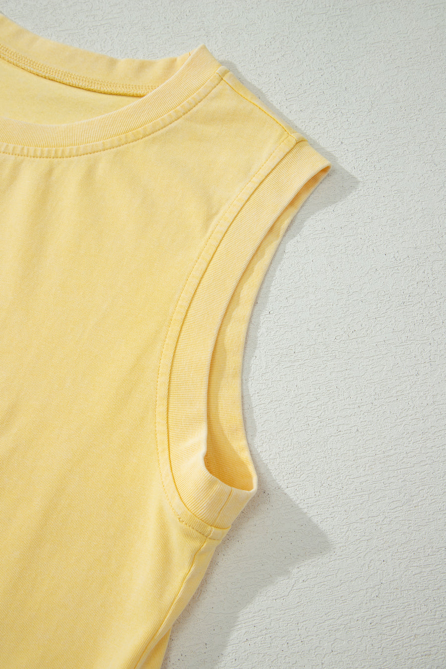 Yellow Cream Solid Color Washed Sleeveless Top Split Skort Cotton 2pcs Outfit