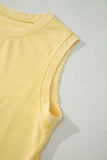Yellow Cream Solid Color Washed Sleeveless Top Split Skort Cotton 2pcs Outfit