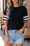 Varsity Striped Short Sleeve Crew Neck T-Shirt- 3 Colors