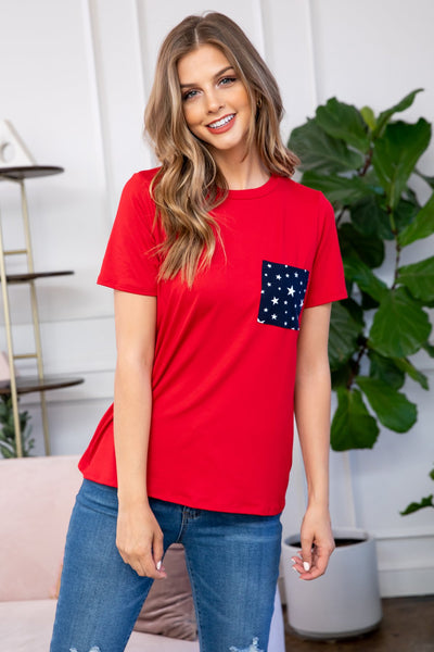 Women's Star Pocket T-Shirt- 2 Colors