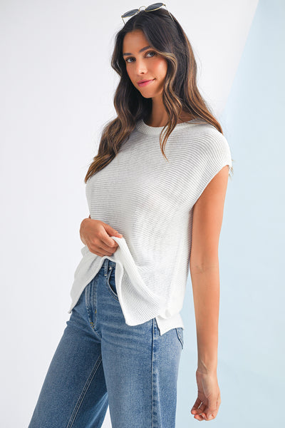 Solid Color Slit Hem Knit Top- 3 Colors
