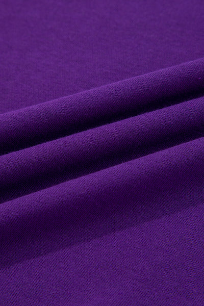 Tillandsia Purple Varsity Stripe Detail Drop Shoulder Pullover Mini Skort Set