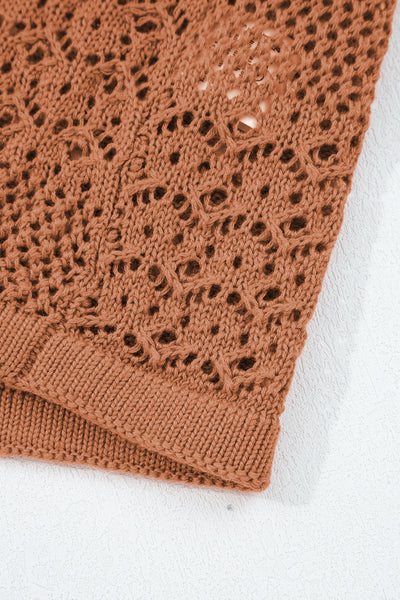 Redwood Burl Mix Pattern Hollow Knit Open Front Cardigan