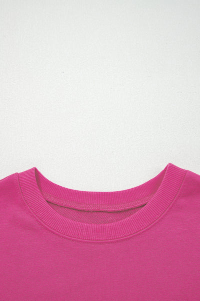 Navy Blue Preppy Striped Sleeve Loose Sweatshirt