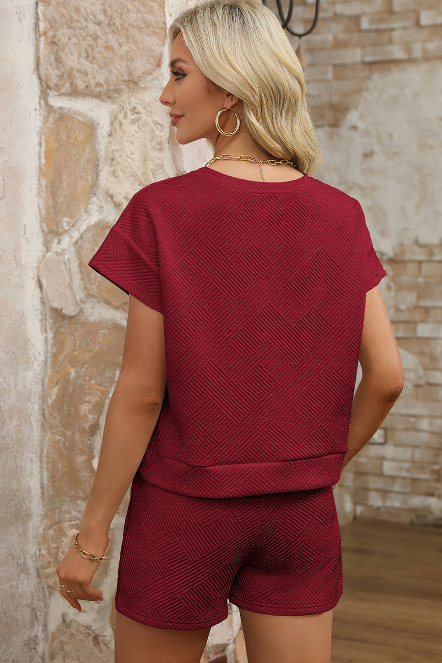 Textured Short Sleeve Top and Shorts Set- 7 Colors