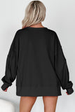 Bow & Sequin XOXO Exposed Seam Slit Hem Baggy Sweatshirt- 3 Colors