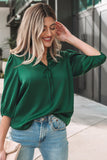 Frilled V-Neck Bow Detail 3/4 Sleeve Blouse- 2 Colors