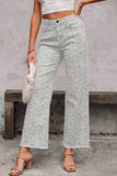 Print Frayed Edge Wide Leg High-Waist Jeans- 7 Styles