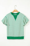 Striped Ruffle Sleeve Crew Neck T-Shirt- 3 Colors