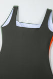 Color Block Padded Square Neck One-Piece Swimsuit B