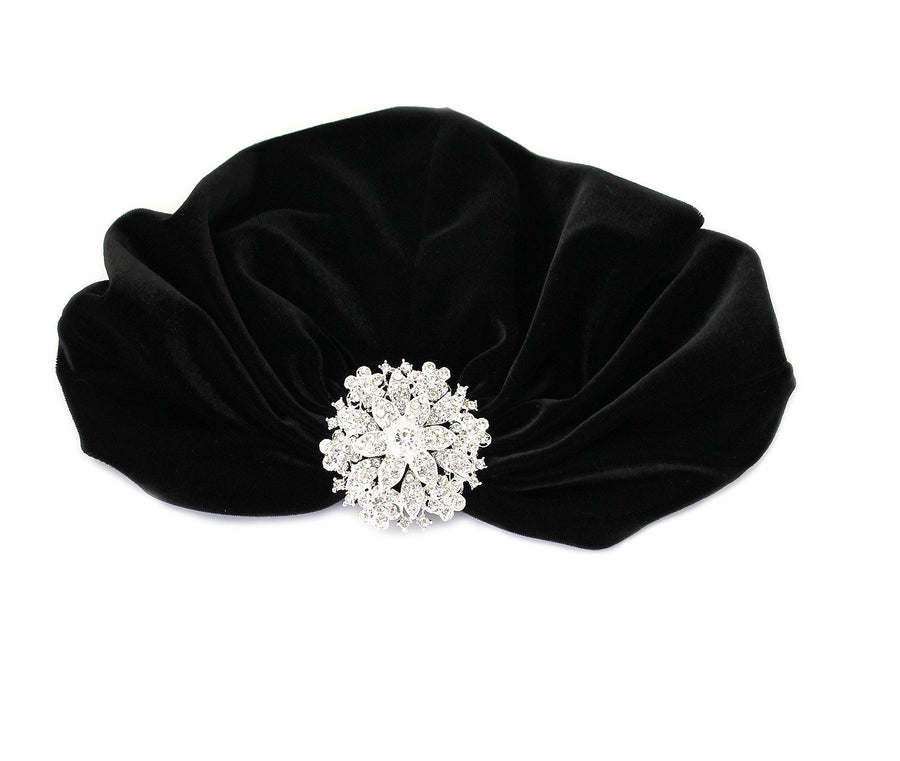 Flapper Crystal Floral Pendant Turban- 2 Colors