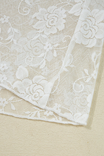 Mock Neck Floral Lace Mesh Long Sleeve Top- 2 Colors