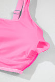 Corded Color Block Square Neck Tankini- 3 Colors