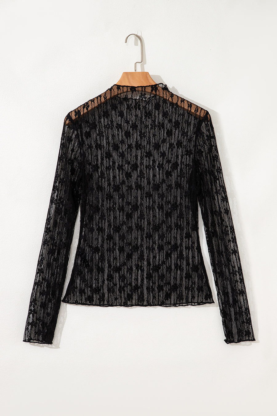 Floral Lace Sheer Long Sleeve Slim Fit Top- 3 Colors
