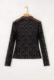 Floral Lace Sheer Long Sleeve Slim Fit Top- 3 Colors