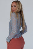 Floral Lace Sheer Long Sleeve Slim Fit Top- 3 Colors
