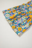 Yellow Floral Print Shirred Cut-Out High-Waist Jumpsuit