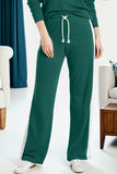 Green Varsity Striped Pullover Top & Loose Drawstring Pants Set