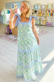 Pink Geometric Floral Print Striped Patchwork Detail Sleeveless Dress（Runs Small ）