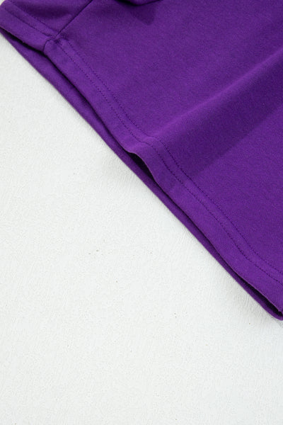 Tillandsia Purple Varsity Stripe Detail Drop Shoulder Pullover Mini Skort Set